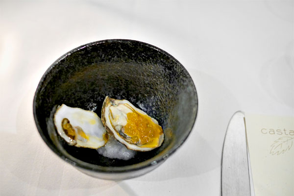 Shigoku oyster with chorizo