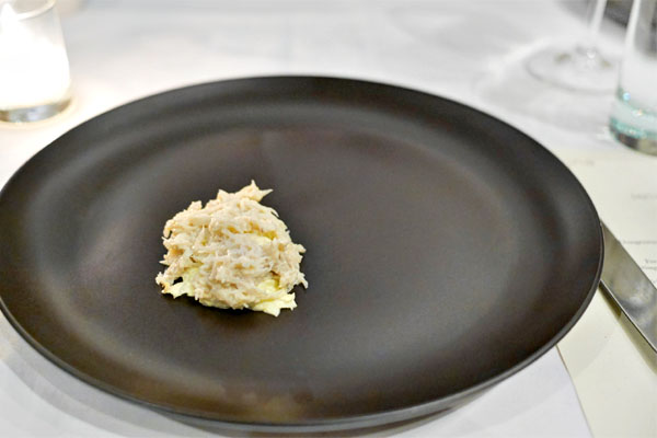 Dungeness crab, celery root, pickled garlic and toasted crab emulsion