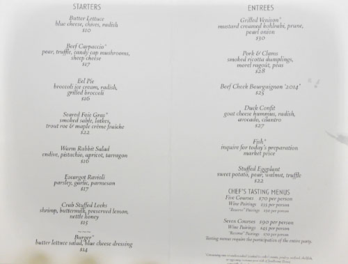 Le Pigeon Menu