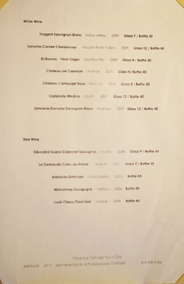 Jinpachi Wine List