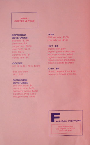 POT Cafe Menu