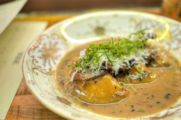 Ricotta-Stuffed 'Gnocchi', Roasted Maiitakes, Pecorino