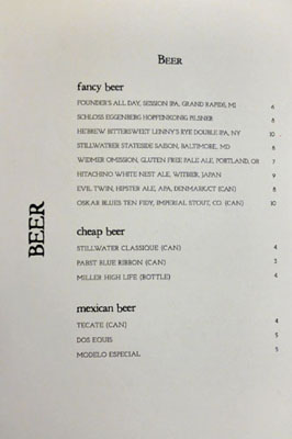 Rose's Luxury Beer List