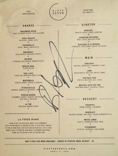 Fifty Seven Menu