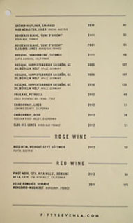 Fifty Seven Wine List