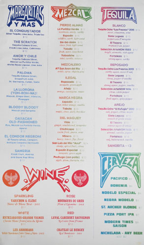 El Condor Drink Menu