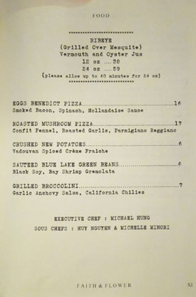 Faith & Flower Menu