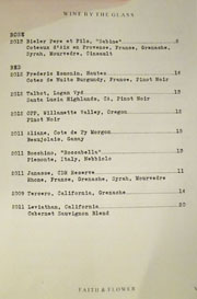 Faith & Flower Wine List