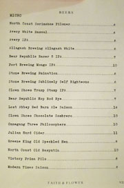 Faith & Flower Beer List