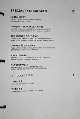 Bourbon Steak Glendale Cocktail List