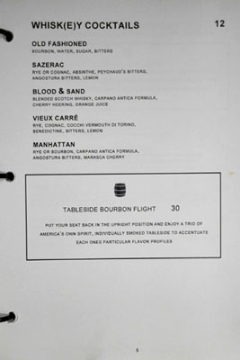 Bourbon Steak Glendale Cocktail List