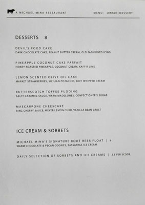 Bourbon Steak Glendale Dessert Menu