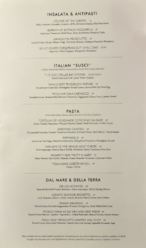 Fiola Menu