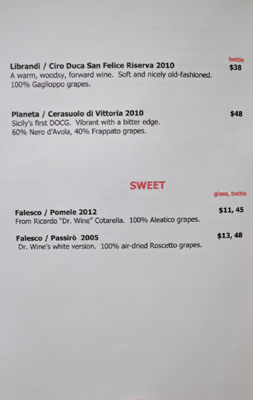 2Amys Wine List: Sweet