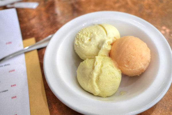 Homemade ice creams and sorbets