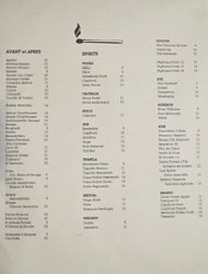 Allumette Liquor List