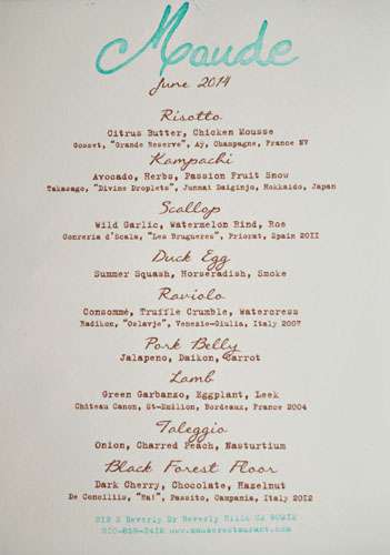 Maude Menu: Morels, June 2014