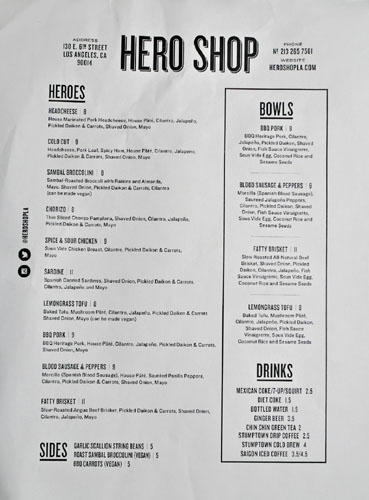 Hero Shop Menu