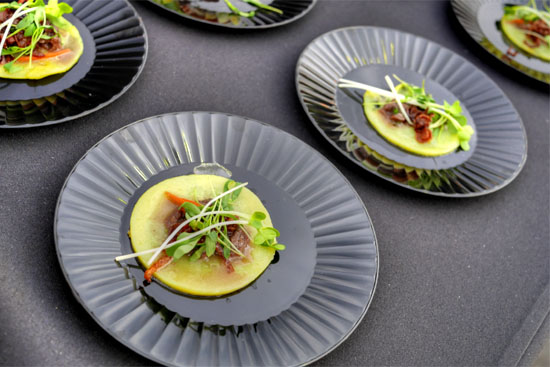 Banh Xiao (Cambodian Mung Bean Crepe) with Shallot Beef Tartar