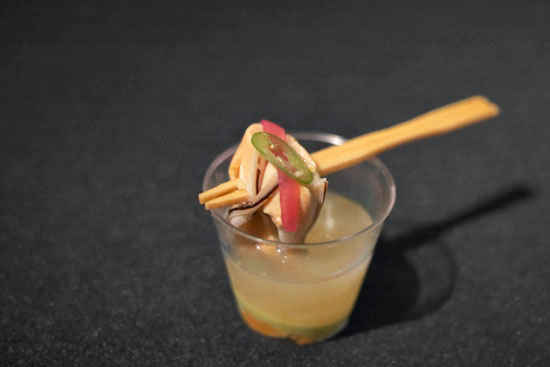 Green Mussel & Sea Urchin Sake Shooter