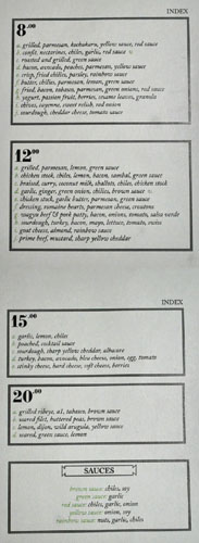 Commissary Menu Index