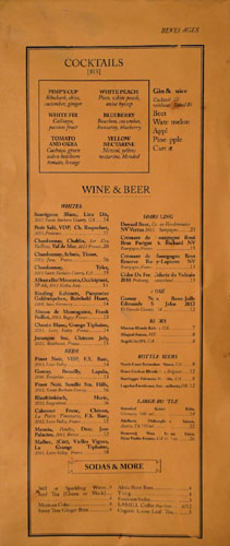 Commissary Beverage Menu