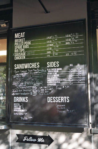 Horse Thief BBQ Menu