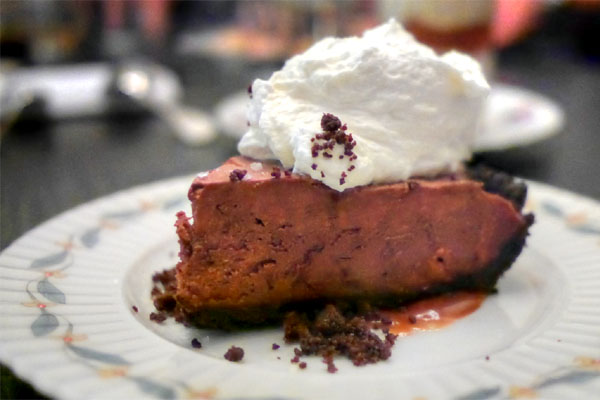 chocolate mousse pie, caramel, sea salt