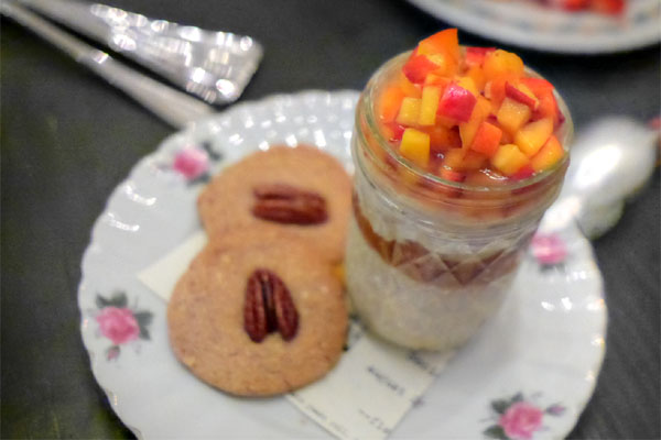 carolina gold rice pudding, stone fruit, pecan sandies