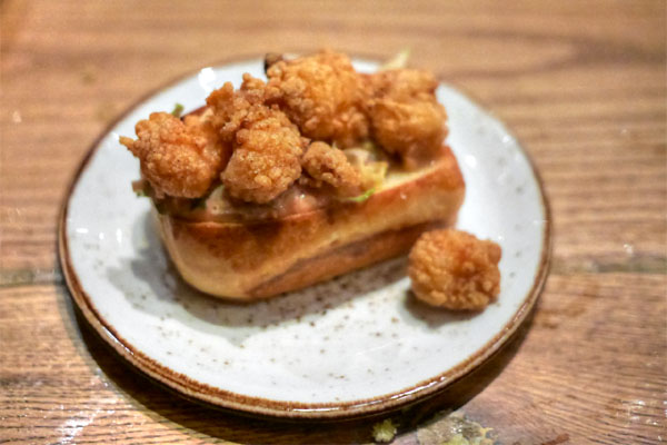 Shrimp Po' Boy with Pickled Egg Remoulade on House Made Brioche