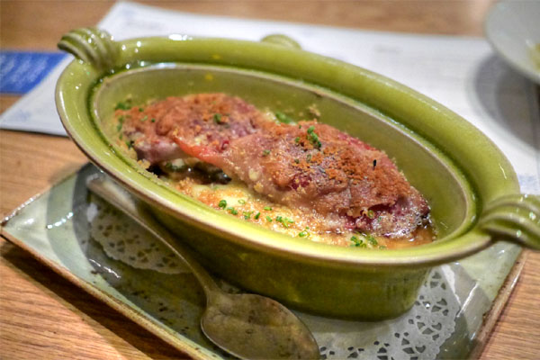 Duck Confit 'Cassoulet'~Scarlet Runner Beans~Benton's Smoked Ham~Aged Cheddar Cheese Crumbs