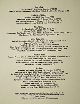 Brilliantshine Wine List