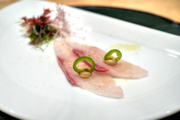 Kanpachi Sashimi with Sesame Miso & Serrano Pepper