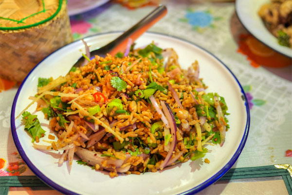 nam khao tod | crispy rice salad