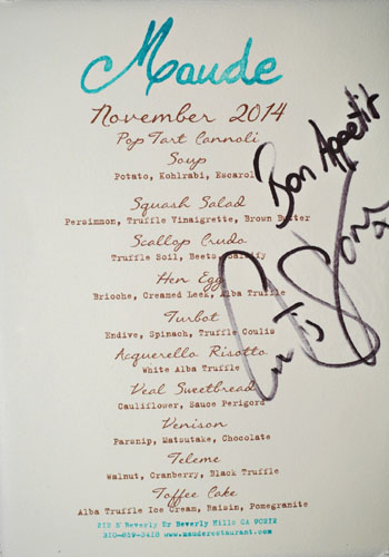 Maude Menu: Truffles, November 2014