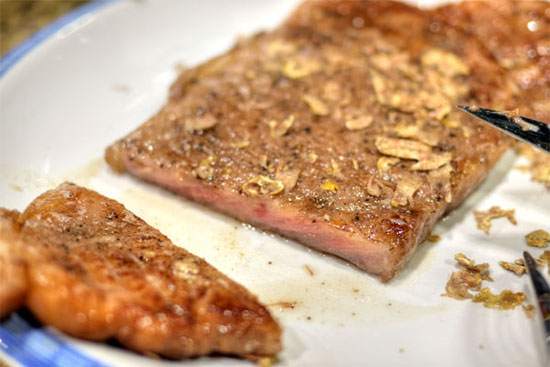 Sous Vide DeBragga Steak: Cut Open