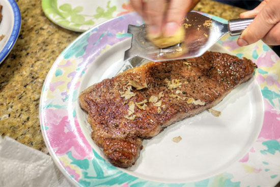 Cast Iron DeBragga Steak: Adding Truffles