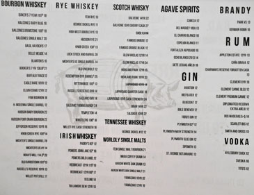 Barrel & Ashes Spirits List