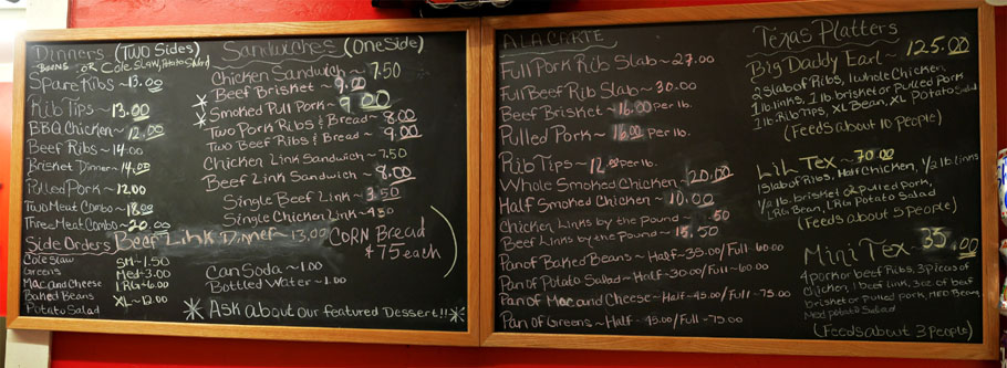 Robert Earl's BBQ Menu