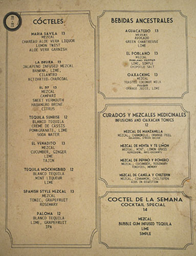 Tacoteca Cocktail List