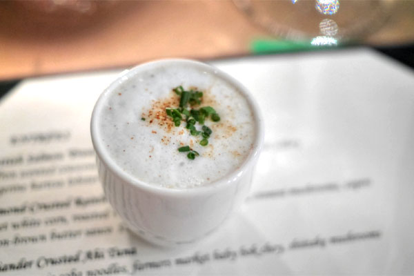 Mushroom Cappucino Soup with Pecorino Foam