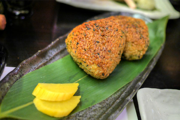 Grilled onigiri rice ball