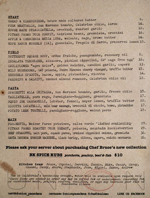 Union Menu