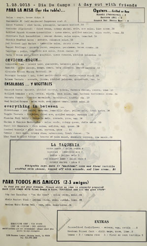 Dia de Campo Menu