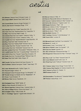 Aestus Wine List