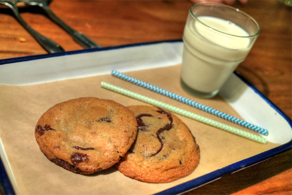 Bourbon Milk & Warm Chocolate Chip Cookies