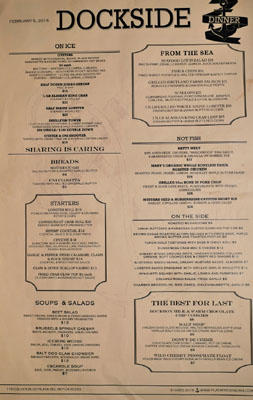 Playa Provisions - Dockside Menu