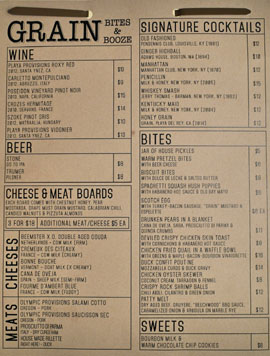 Playa Provisions - Grain Menu