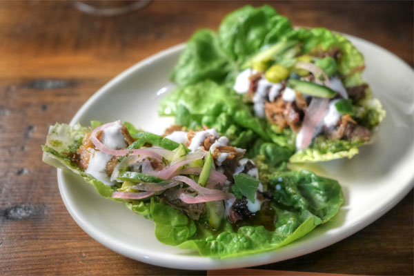 Smoked shredded lamb lettuce cups