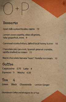 Odys + Penelope Dessert Menu